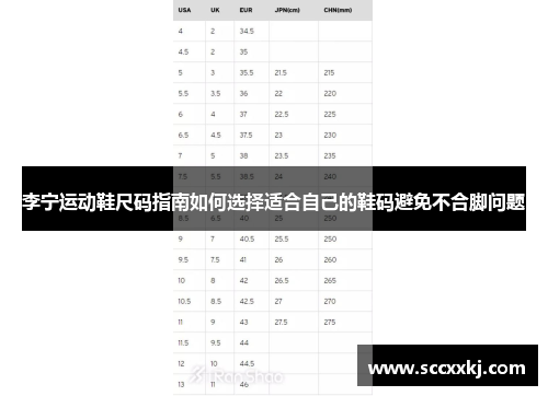 李宁运动鞋尺码指南如何选择适合自己的鞋码避免不合脚问题